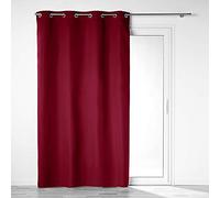Douceur d'Intérieur, 140 x 260 cm 100% Opaque Microfibre Plain Eyelet Curtain Dark Red