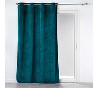 Douceur d'Intérieur, 140 x 260 cm Teal Corduroy Plain Casual Eyelet Curtain