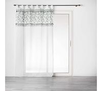Douceur d'Intérieur, 140 x 280 cm Milagreen White Voile Curtain with Loops Sandblasted Printed Pom Pom