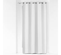 Douceur d'Interieur 140 x 280 cm Plain Polyester Metal Essentiel Curtain Rings, Blanc