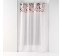 Douceur d'Intérieur, 140 x 280 cm Sandblasted Top Printed and Jute Eyelet Curtain Pink Alissia Top