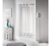 Douceur d'Interieur 140 x 280 cm Voile Uni Curtain Metal Rings, Blanc