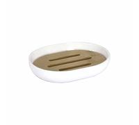 Douceur d'Intérieur 1801413 Soap Dish Polyester and Bamboo White 12.2 x 9.3 x 2.5 cm