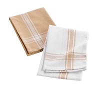 Douceur d'Intérieur, 2 Tea Towels 50 x 70 cm Beige Recycled Cotton Woven Cuisiline