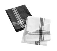 Douceur d'Intérieur, 2 Tea Towels (50 x 70 cm) Cuisiline Anthracite, Recycled Cotton Woven