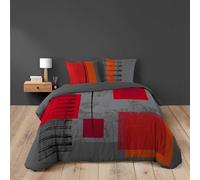 Douceur d'Interieur 3-Piece 240 x 220 cm Printed Quadro 42 Yarns Fixed Design Bed Linen Set, Multi-Colour