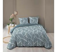 Douceur d'Intérieur, 3-Piece Bed Linen Set (240 x 220 cm) Morgane Blue, 100% Cotton