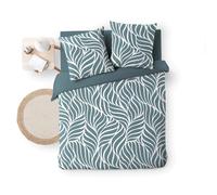 Douceur d'Intérieur, 3-Piece Bed Linen Set (260 x 240 cm) Morgane Blue, 100% Cotton