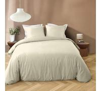 Douceur d'Intérieur, 3-Piece Bedding Set (240 x 220 cm) Liam Ivory, Plain Washed Microfibre