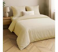 Douceur d'Intérieur, 3-Piece Bedding Set (240 x 220 cm) Linella Ivory, 100% Washed Cotton