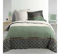 Douceur d'Intérieur Duvet Set Belor 3-Piece Cotton Percale Printed 240x220 cm Green