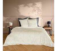 Douceur d'Intérieur, 3-Piece Bedding Set (240 x 220 cm) Velina Natural, Plain Velour