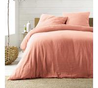 Douceur d'Intérieur, 3-Piece Bedding Set (260 x 240 cm) Angelia Pink, 1 Face Cotton and 1 Side Cotton Gauze