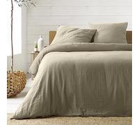 Douceur d'Intérieur, 3-Piece Bedding Set (260 x 240 cm) Angelia Sand, 1 Side Cotton and 1 Side Cotton Gauze