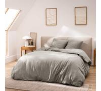 Douceur d'Intérieur, 3-Piece Bedding Set (260 x 240 cm) Meline Anthracite 100% Cotton Yarn Dyed