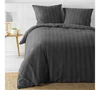Douceur d'Intérieur 3 Piece Microfibre Duvet Cover Set, Cleo, Anthracite, 240 x 220 cm, 100% Polyester
