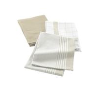 Douceur d'Intérieur, 3 x 50 x 70 cm Vibrato Linen Cotton Woven Honeycomb Tea Towels
