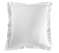 Douceur d'Interieur 57 Yarns Uni Pillow Case Flat Flounce Plus Bourdon Stitch, Blanche