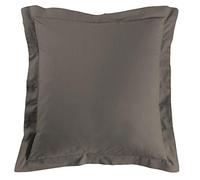 Douceur d'Interieur 57 Yarns Uni Pillow Case Flat Flounce Plus Bourdon Stitch, Noisette