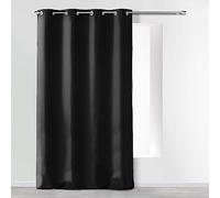 Douceur d'Intérieur Absolu Microfibre Curtain with Eyelets, Plain, Polyester, polyester, Black, 140 cm x 260 cm