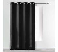 Douceur d'Intérieur Absolu Microfibre Curtain with Eyelets, Plain, Polyester, polyester, Black, 280 x 140 cm