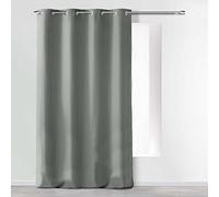 Douceur d'Intérieur Absolu Microfibre Curtain with Eyelets, Plain, Polyester, polyester, gray, 280 x 140 cm