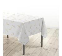 Douceur d'Intérieur, Adora Rectangular Tablecloth 140 x 240 cm White/Gold Microfibre Printed