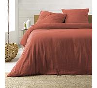 Douceur d'Intérieur, Angelia Terracotta 3-Piece Bedding Set (260 x 240 cm) 1 Cotton and 1 Side Cotton Gauze