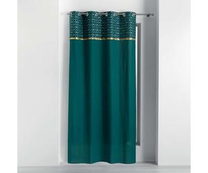 Douceur d'Intérieur, Artchic Curtain with Eyelets (140 x 240 cm) Blue Cotton Top Finish Metallic Print
