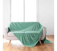 Douceur d'Intérieur, Arya 180 x 220 cm Sage Flannel Relief Blanket Plain