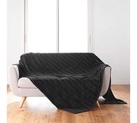 Douceur d'Intérieur, Arya Blanket 180 x 220 cm Black Flannel Relief Plain Arya