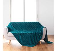 Douceur d'Intérieur, Arya Blanket 180 x 220 cm Blue Flannel Relief Plain Arya
