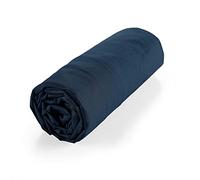 douceur d'intérieur, Biolina Fitted Sheet (160 x 200 cm) Midnight Blue, 100% Organic Cotton