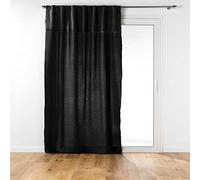 Douceur d'Intérieur Black Plain Recycled Cotton Curtain with Tabs and Valance 140 x 240 cm