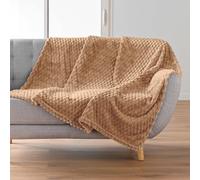 Douceur d'Intérieur, Blanket (125 x 150 cm) Mini Frosty Camel Flannel Relief Plain