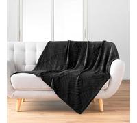 Douceur d'Intérieur, Blanket (125 x 150 cm) Nelia Black Flannel Relief Plain