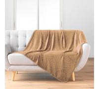 Douceur d'Intérieur, Blanket (125 x 150 cm) Nelia Camel, Plain Embossed Flannel