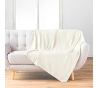 Douceur d'Intérieur, Blanket (125 x 150 cm) Nelia Natural, Embossed Flannel Plain