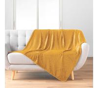 Douceur d'Intérieur, Blanket (125 x 150 cm) Nelia Ochre Embossed Flannel Plain