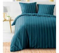 Douceur d'Intérieur, Cleo 3-Piece Bed Linen Set (240 x 220 cm) Midnight Blue, Plain Microfibre