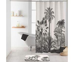 Douceur d'Intérieur COCOTY Shower Curtain with Hooks, Polyester, Multicoloured, 180 L x 200 H cm (1 Panneaux)
