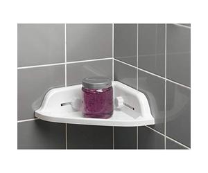 Douceur d'Intérieur Corner Shower Shelf with Suction Cups 25 x 25 x 7 cm Plastic Plain White