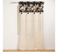 Douceur d'Intérieur Cotton d'Interieur 140 x 240 cm Plain Cotton Eyelet Curtain with Tassels 100% Cotton