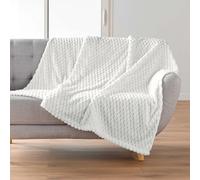 Douceur d'Intérieur, Cuddly Blanket (125 x 150 cm) Mini Frosty Natural Flannel Relief Plain