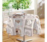 Douceur d'Intérieur Décor Ligne Cosy Heart Tablecloth, PVC, Sans, diamètre 160 cm