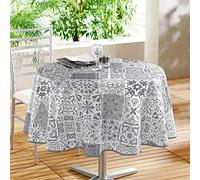 Douceur d'Intérieur Décor Ligne Persian PVC Rectangle Tablecloth, PVC, gray, diamètre 160 cm