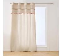 Douceur d'Intérieur, Decorative Curtain with Eyelets 140 x 240 cm Stripe | Embossed effect and tassels, modern, easy to install with 8 eyelets, easy to maintain, decoration for living room and bedroom
