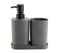 Douceur d'Intérieur Disst Set/Cup/Soap Dish, Charcoal, SANS