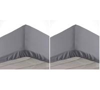 Douceur d'Intérieur, Double Fitted Sheet 140 x 190 cm Microfibre Plain Oscar Charcoal 100% Polyester 1643701 (Pack of 2)