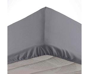 Douceur d'Intérieur, Double Fitted Sheet 140 x 190 cm Microfibre Plain Oscar Charcoal 100% Polyester 1643701